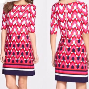 Eliza J size 12 pink chevron print shift dress
